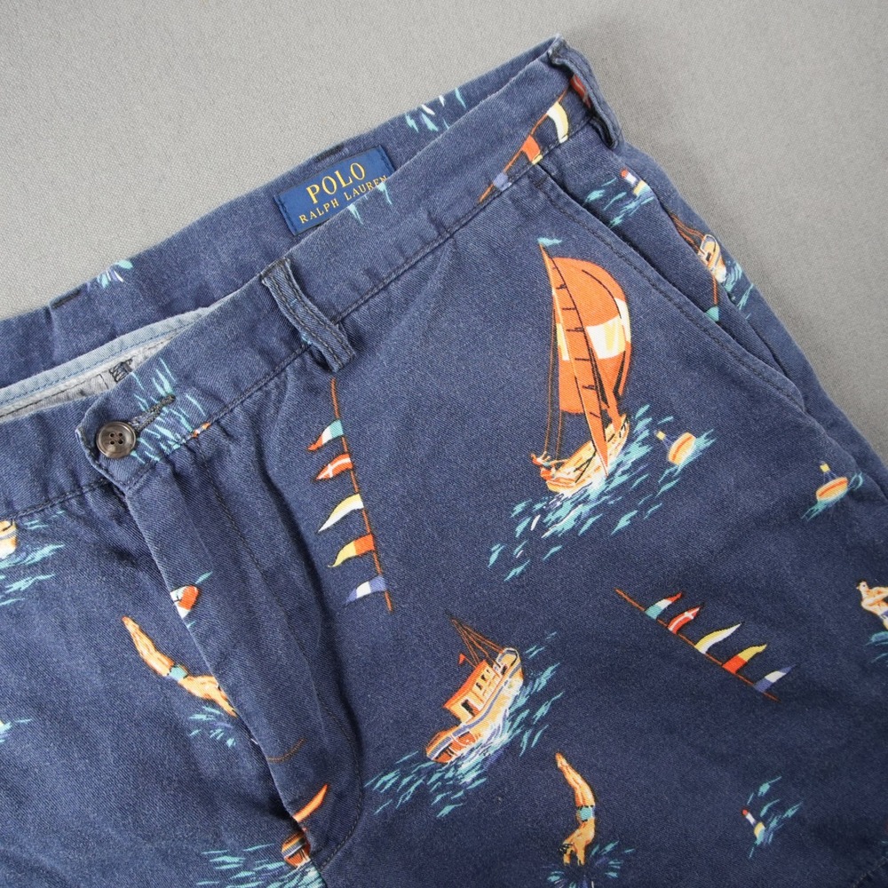 Polo by Ralph Lauren Navy Sailboat Print Flat Front Men’s Shorts
